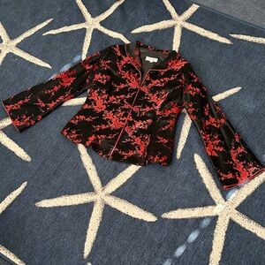 Old Shanghai Black & Red Floral Silk Jacket